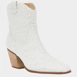 Betsey Johnson Ivory Pearl Boots- worn once